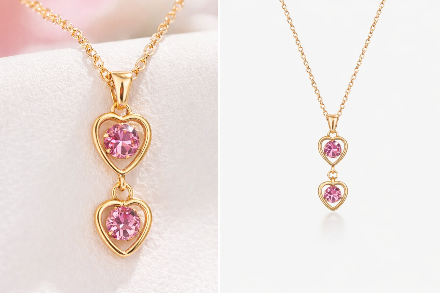 Timeless Elegance Heart Jewelry Set – Alloy Cable Chain with Sparkling Rhinestone Inlay